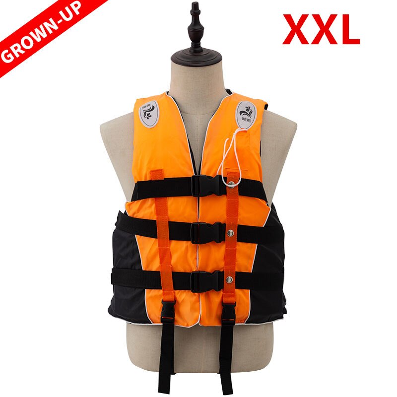 Adult Life Vest Jacket Swimming Boating Ski Surfing Survival Drifting Life Vest with Whistle Water Sports Man Jacket Polyester: Orange XXL