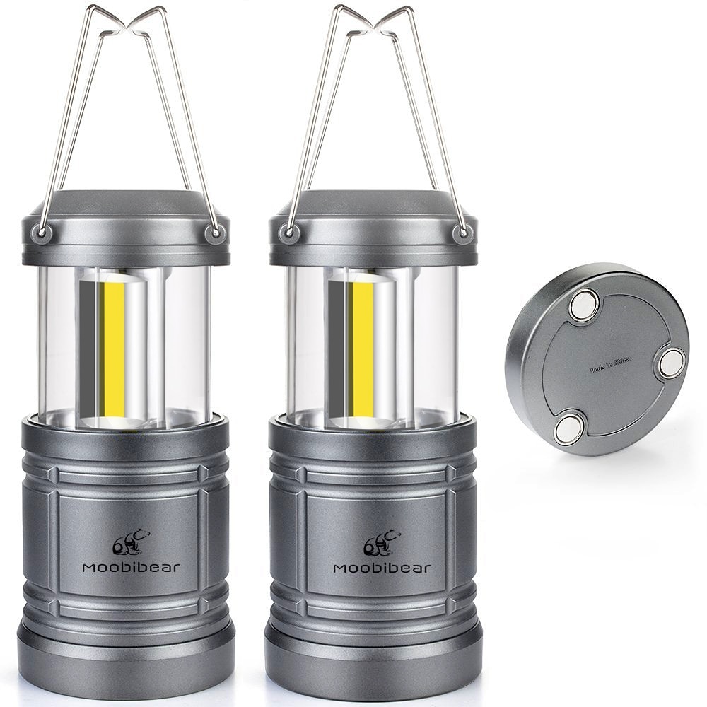 2 Pack Portable LED Camping Lantern Lights Collapsible COB Technology Emergency Torch Lamp Battery Powered with Magnetic Base