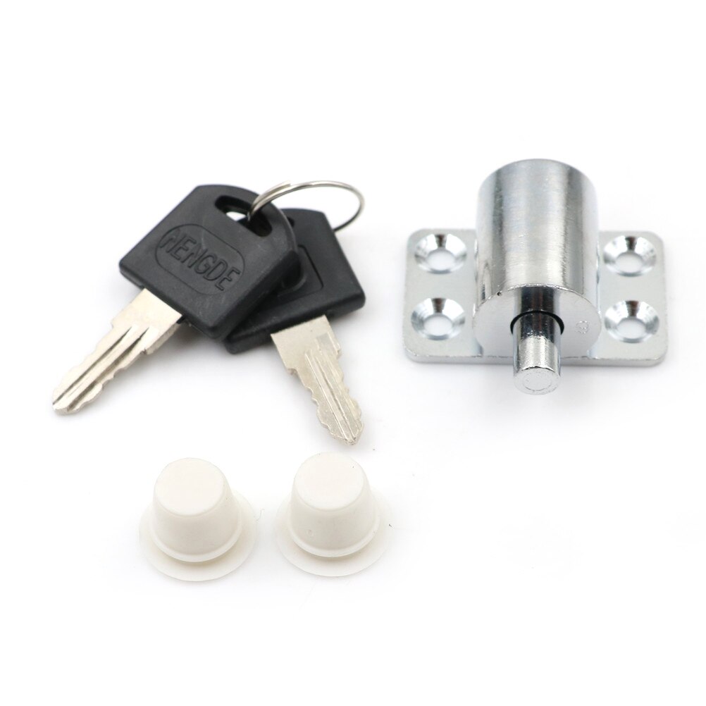 1Set schuifraam slot met sleutel kind veiligheid bescherming lock anti-diefstal deurslot push venster: Zilver