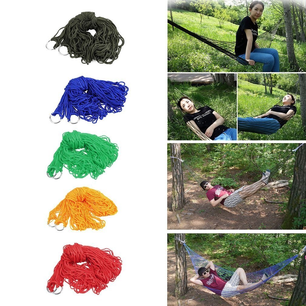 Ogród nylonowy hamak huśtawka powiesić siatkowe łóżko netto robić wewnątrz na zewnątrz podróży kemping niebieski zielony czerwony hamak