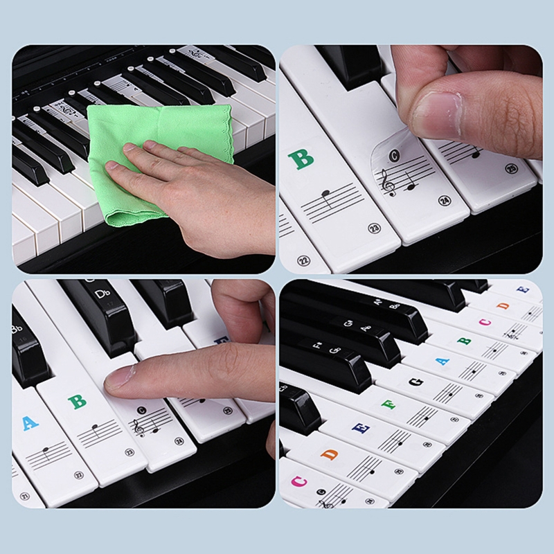 Transparent Piano Keyboard Stickers Symbol 54/61/88 Electronic Keyboard Key Piano Stave Note Sticker for Piano Beginner Learning