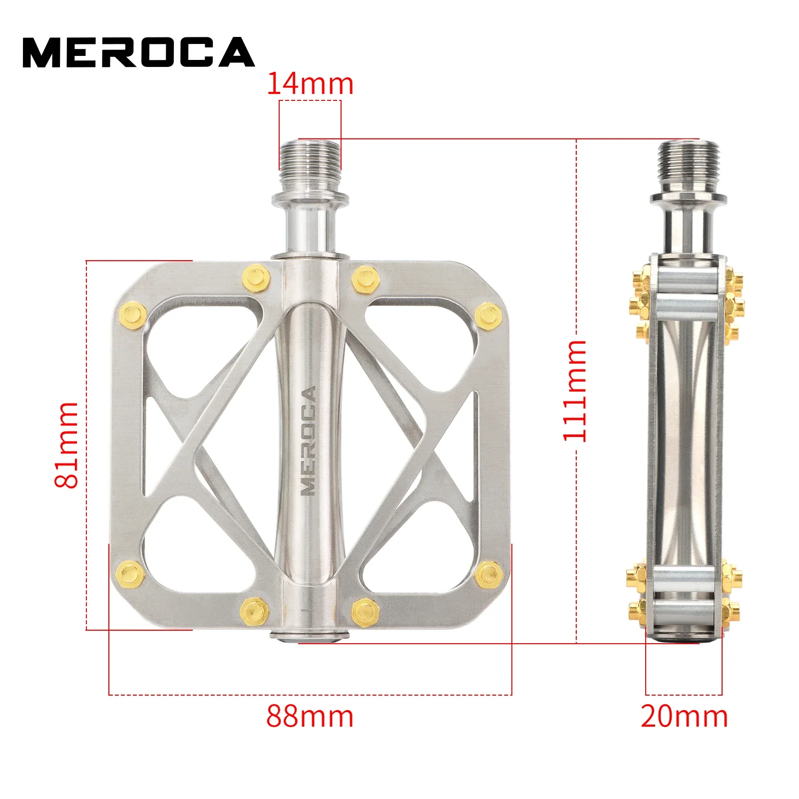 Pedales de aleación de titanio MEROCA, pedales de bicicleta antideslizantes, ultraligeros, 3 rodamientos, Pedal Universal para bicicleta de montaña