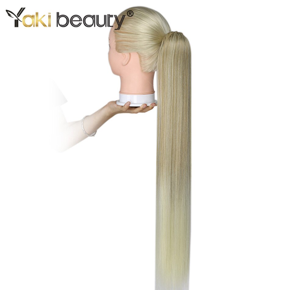 Synthetische paardenstaart, rechte clip-in haarstaart, nep haarstukjes voor zwarte vrouwen, ombre bruine kleur van yaki beauty: T27-613