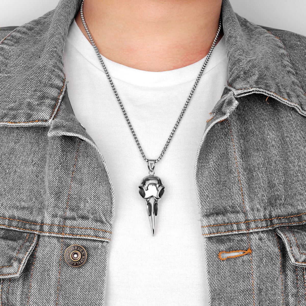 Edelstahl Männer Halsketten Kette Anhänger Krähe Vogel Adler Schädel Punk Felsen Hüfte hüpfen Kühle für Männlichen Jungen Schmuck