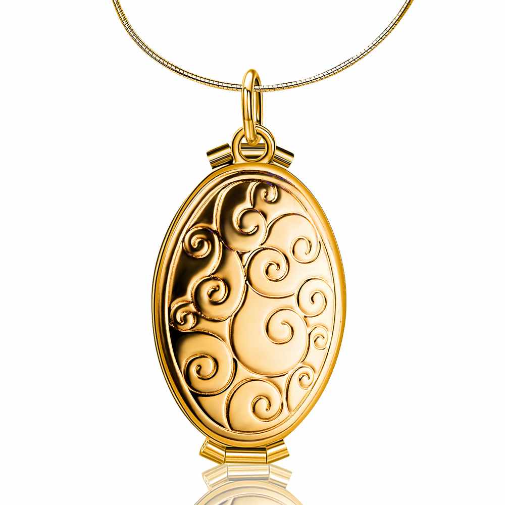 Gold/Silver Color Women Memory Photo Frame Case Jewelry Big Box Necklace & Pendant for Ladies Girls Bijoux Chain: Gold Color