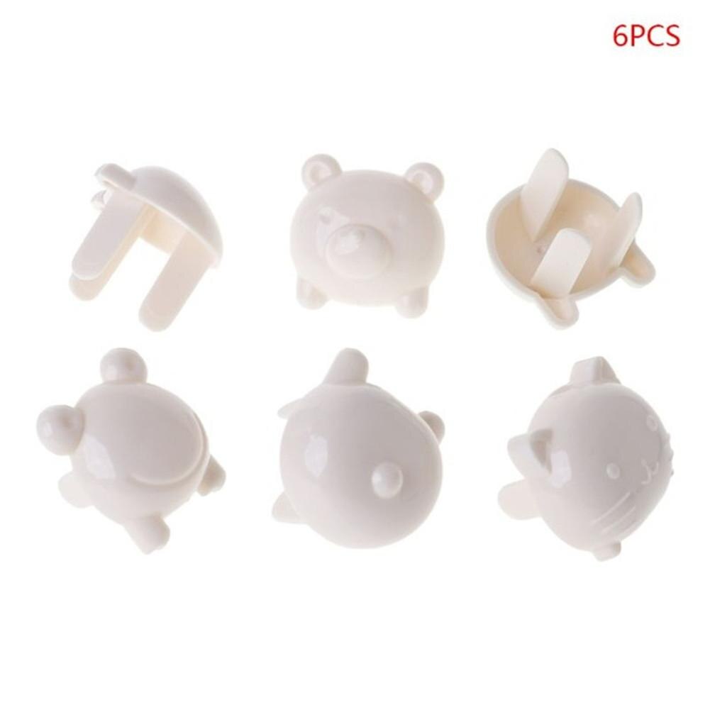 Kuulee 6 st eluttag lock lock baby söt djur piggy form plug protector säkerhetslock shock shock cover: Vit
