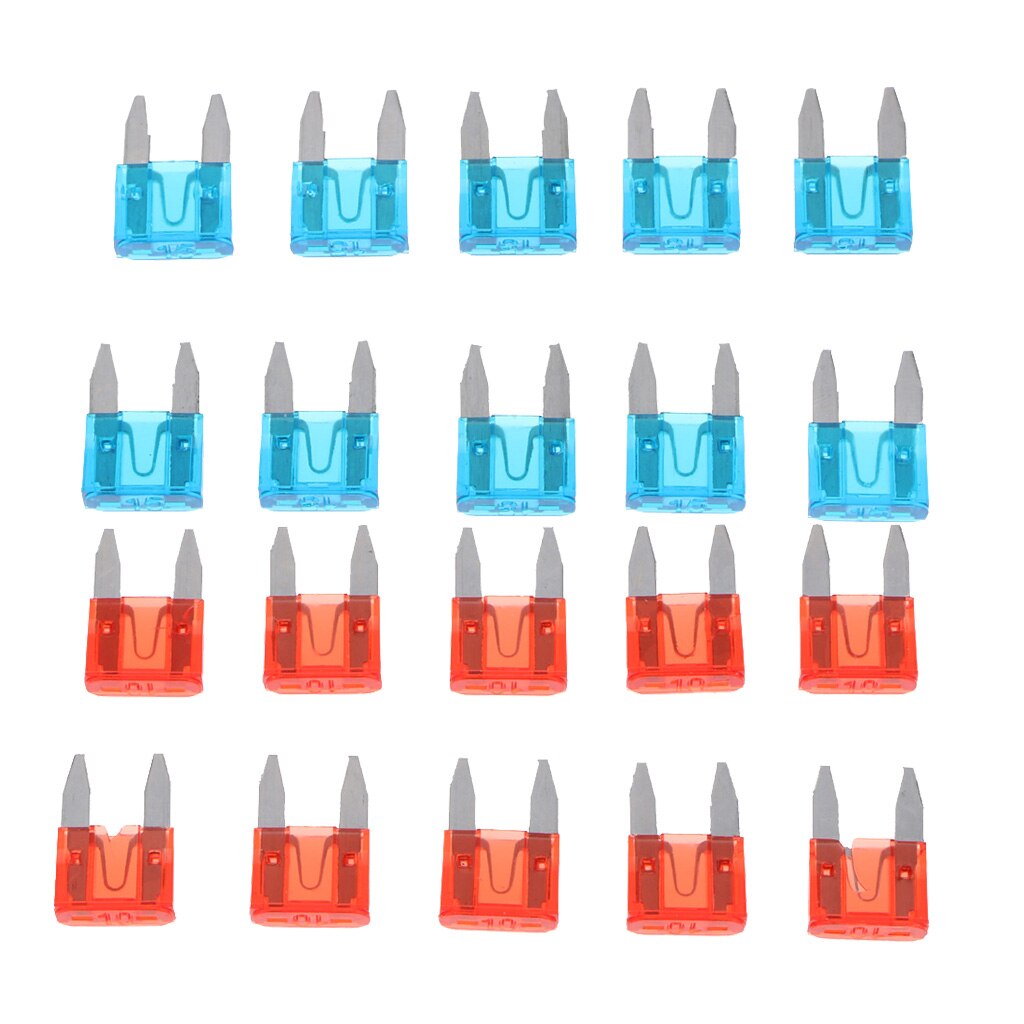 20 Pieces Car Truck Motorcycle Circuit 10A 15A Mini Blade Fuse Assortment