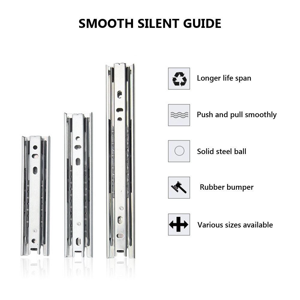 3 Plooien Bal Slide Micro Gids Staal Bal 3 Stukken 30Mm Brede Stalen Bal Kasten Lade Stalen Bal Slide lade Kast Slides