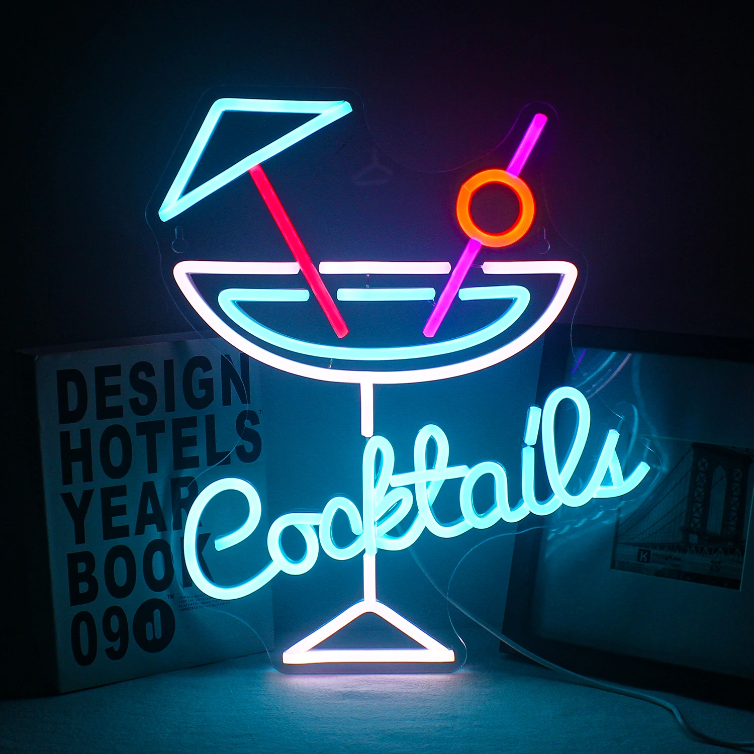 Cocktailbar neonskilt ledet neonlys til fest pub nattklubb hjemmedekorasjon ølbar kunst vegglampe lysende skilt: Kald hvit