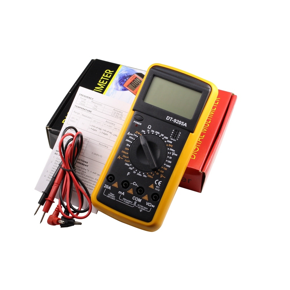 DT-9205A Digital Multimeter LCD Handheld Ammeter Voltmeter Resistance Capacitance Tester High Accuracy Multimeter AC DC