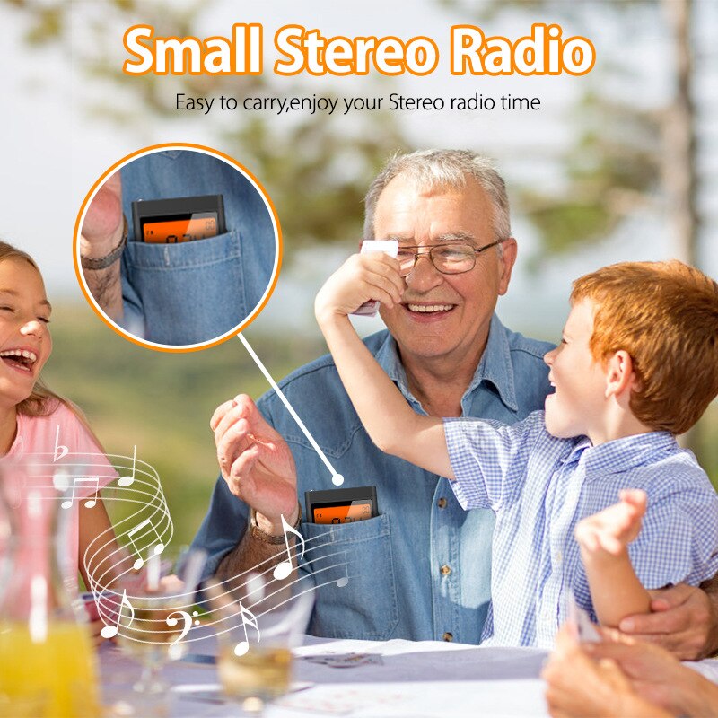 Mini AM FM WB Radio With Speaker Headphone Jack Emergency Weather Radio Station Portable Pocket Radio Digital Display