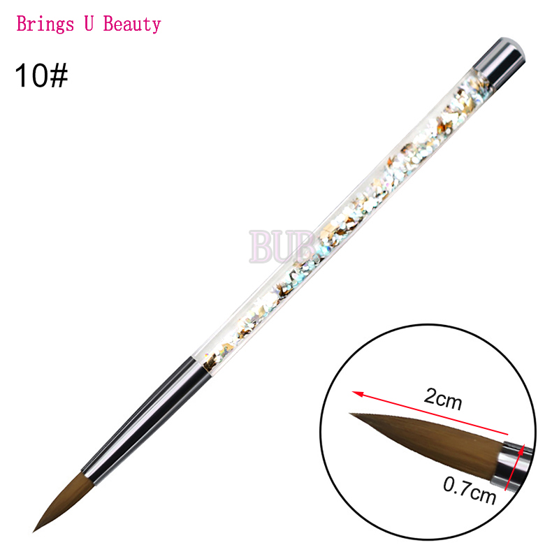 1pc fiber hår akryl nagelborste akryl naglar rund nagel konst borste med flytande glitter handtag för carving målning förlängning: Storlek nr .10