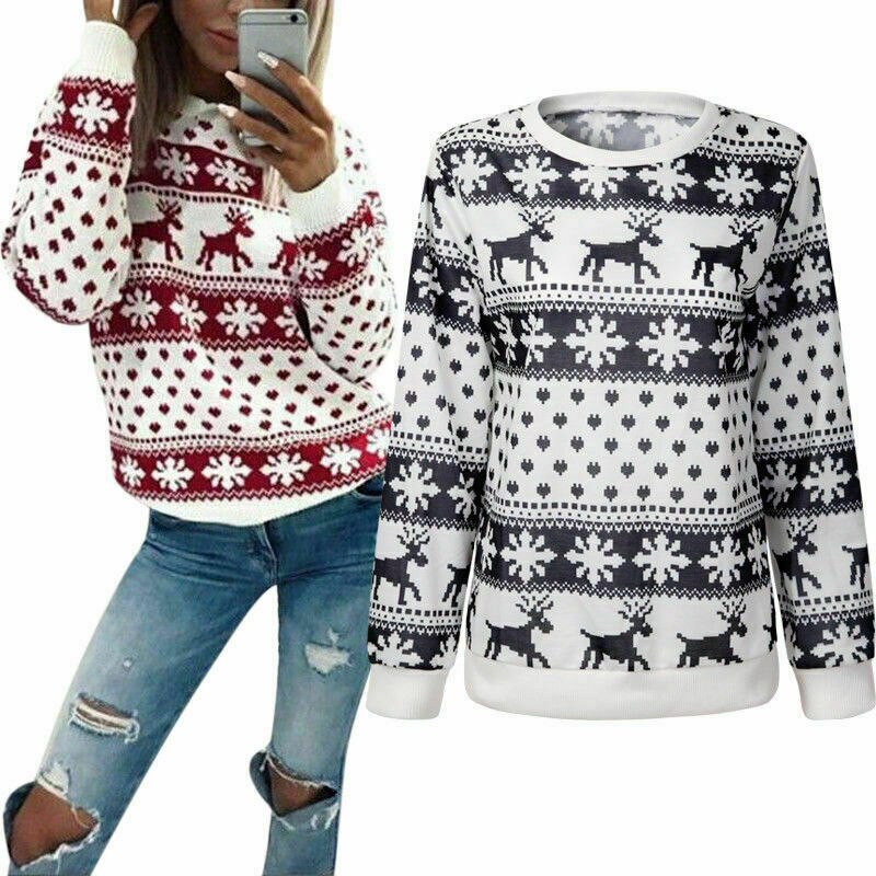 2019 delle signore Di Natale Maglione Lavorato A Maglia giusto isola Fiocco di Neve Retrò di Natale Tunica Maglione
