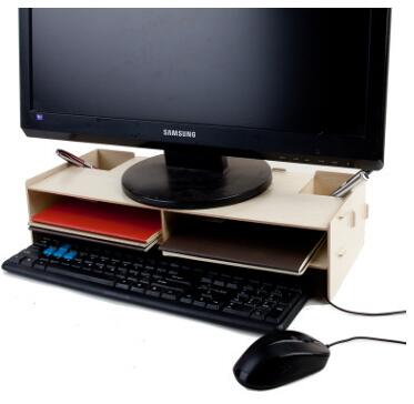1 stuk houten desktop monitor verhoger tv standaard bureau organizer opbergdoos voor computer laptop: Eik