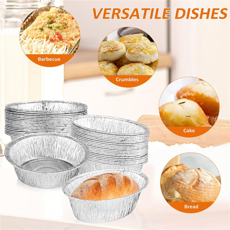 40 Pcs Baking Tin Disposable Pie Dishes Small Pan Food Trays Tart Plate Cafes Restaurants Aluminum Foil Serving