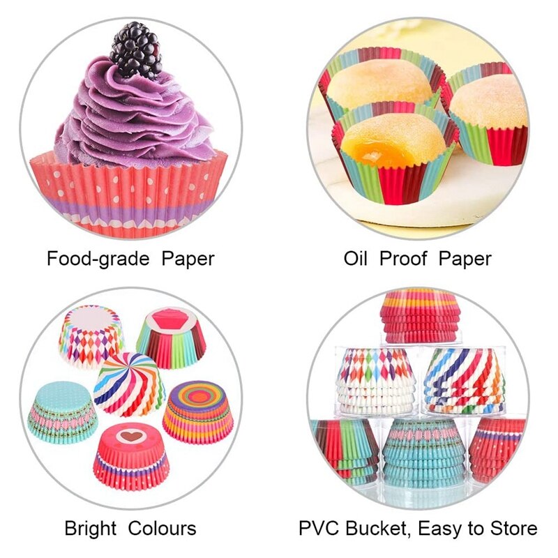 600Pcs Cupcake Cases Baking Cake Paper Wrapper for Wedding Party Birthday Serving Small Cake Dessert Chocolate Cookies