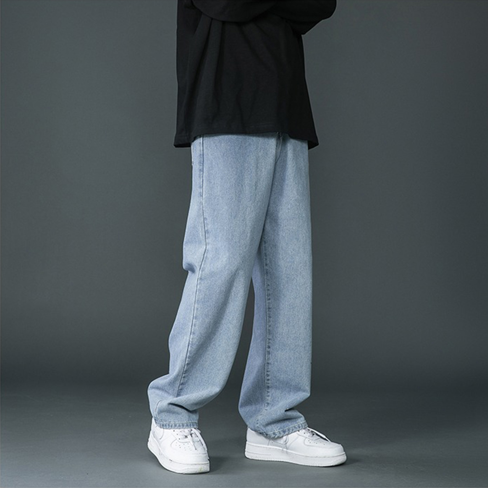 White Jeans for Men Streetwear Hip Hop Baggy Pants Loose Straight Denim Male Boyfriend Long Trousers