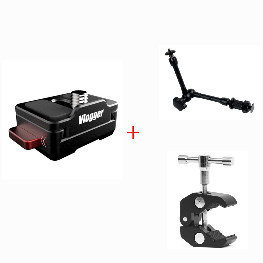 Quick Release Clamp Plate fast loading seat Monitor Bracket Stand Head Platform Mount Base Camera for DSLR Camera Mic monitor: set2