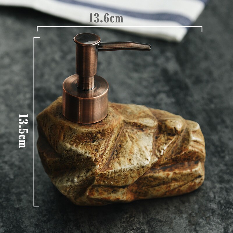 1 stk keramikk retro stein sjampo håndrensemiddel kroppsvask krem såpedispenser krem flaskebrett sett: B