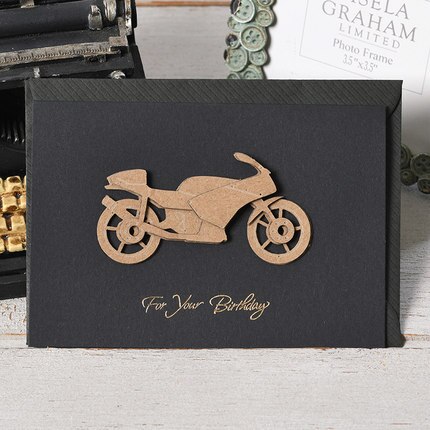 Vintage Kleine Kaart Uitnodiging Kids Party Verjaardagskaart Dad Vaderdag Mini Card: Motocycle