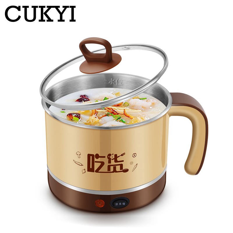 1.5L Household Electric Cooking Pot Boil Cup Fast Heat Skillet Thickened Stainless Steel liner Multifunction Rice Cooker Hotpot