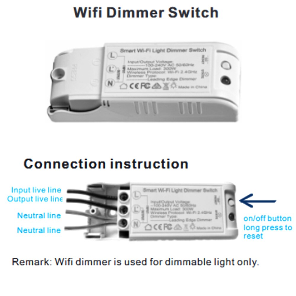 Smart WiFi Touch Control Stepless Dimmer Switch Module Wireless APP Remote Controller For Alexa / Google Smartlife