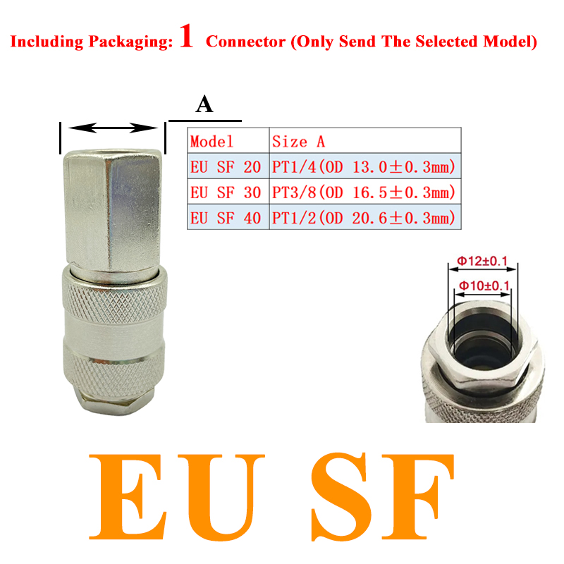 EU Air Hose Fittings Coupling Compressor Accessories Quick Release Fitting European standard Pneumatic Connector Rapidities: Blue / 3/8"