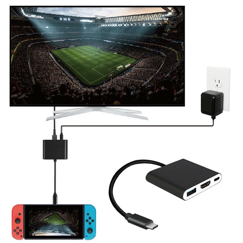 Type-c vers HDMI adaptateur USB 3.0 HUB Dock convertisseur câble trois en un convertisseur pour Samsung DEX Nintendo