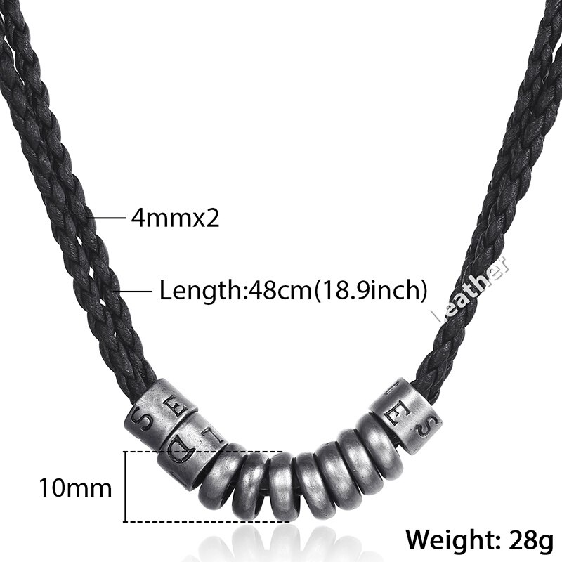 Mannen Lederen Ketting Zwart Touw Ketting Metalen Charm Ketting Voor Mannelijke Sieraden 8Mm KLP100: LP100