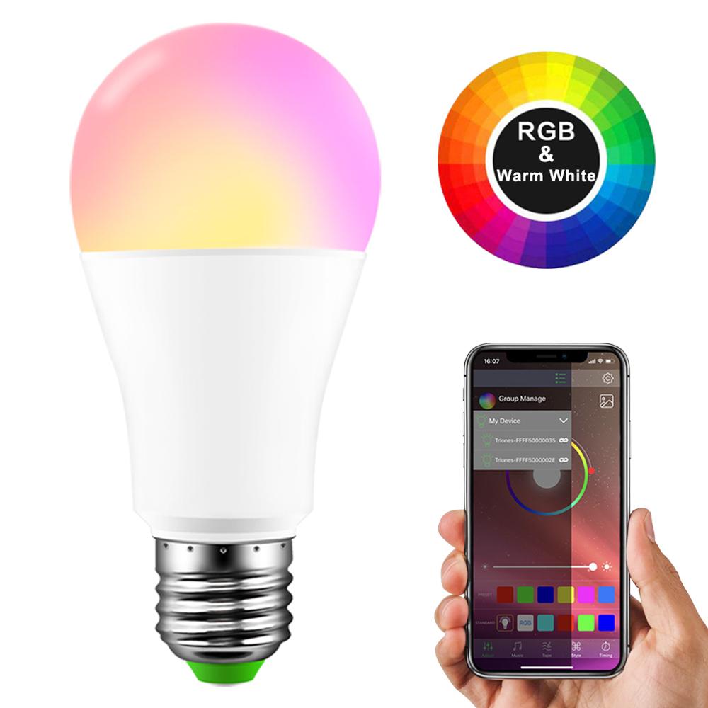 AC 100-265V Wifi Lamp E27 10W LED Lamp RGB gardening Bluetooth APP Control Smart Bulb RGBWW Light Bulb IR Remote Control: Cold White
