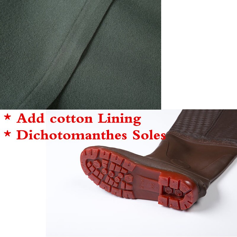 High-Jump Cotton Lining Winter Fishing Waders PVC Waterproof Seamless Combination Boots Waders for Fishing Oxford Soles Waders