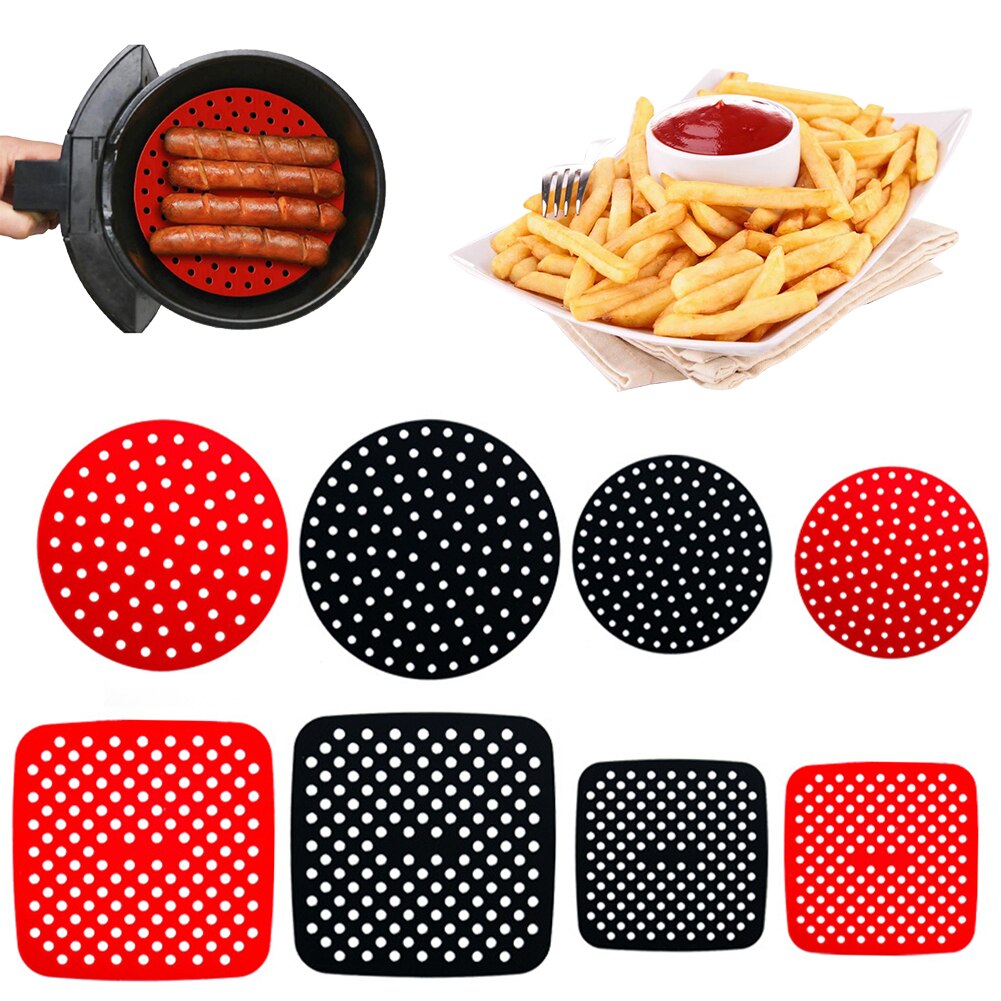 1PC Reusable Square Round Air Fryer Silicone Non-stick Durable Pad Scale Kitchenware Air Fryer Pot Mat Kitchen Accessories