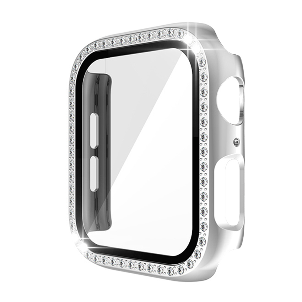 Apple Watch Case Series7 6 SE 5 4 3 2 iWatch Case Accessor 45mm 41mm 44mm 40mm 42mm 38mm Protector Bumper PC Diamond Apple Watch: silver / 7 Inches & Above