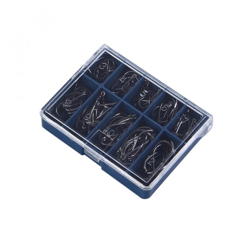 Lot Box Set 10 Sizes Sea Fishing Hooks High Carbon Steel Jig Fish Tackle Hook Size 3 to 12 Perforated