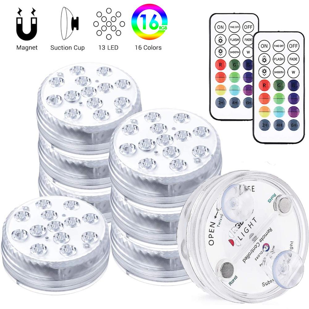 13LED RGB Submersible Lights 16 Color Underwater Light Swimming Pool Lamp IP68 With RF Remote for Fish Tanks Aquariums Bathtub