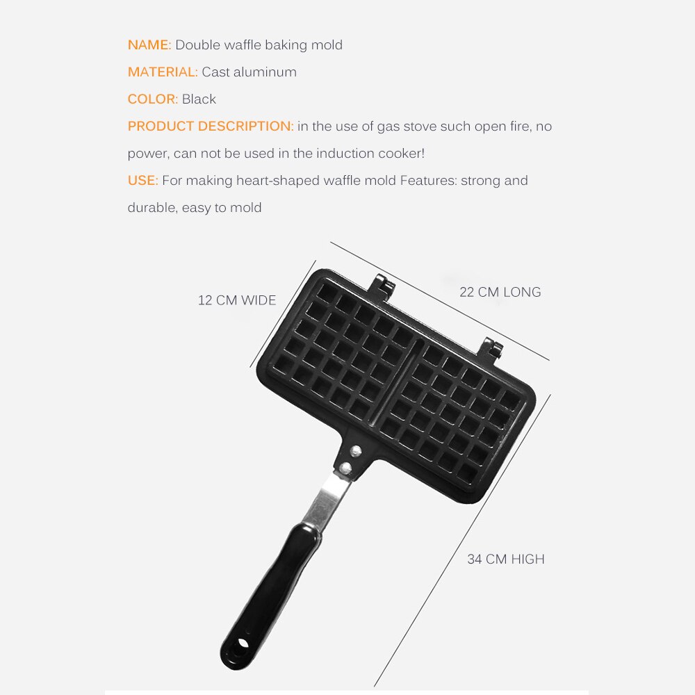 2 Model Waffle Maker Heart Shaped DIY Waffle Maker Waffle Cake Mold Baking Tray Household Baking Accessories Gas Pancake Maker