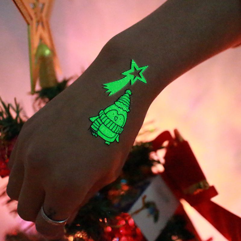Julelysende midlertidige tatoveringsmærkater til festbørn vandtæt juledekorationer årindretning