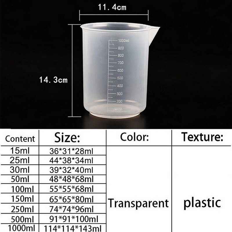Handleless Plastic Measuring Cups Kitchen Bar Supplies Transparent Plastic Baking Measuring Cup Various Capacities Beaker Liquid