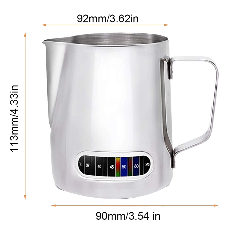 Mælkeskummende kande ,20oz rustfri stål espresso dampende kande med termometer, kaffe mælkeskummende kop