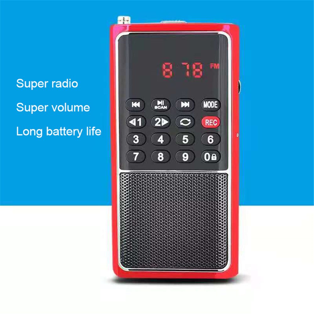 Portable Digital Display FM Radio Mini Speaker Big Volume With Headphone Jack HiFi Sound Radio Station Pocket Radio Speaker