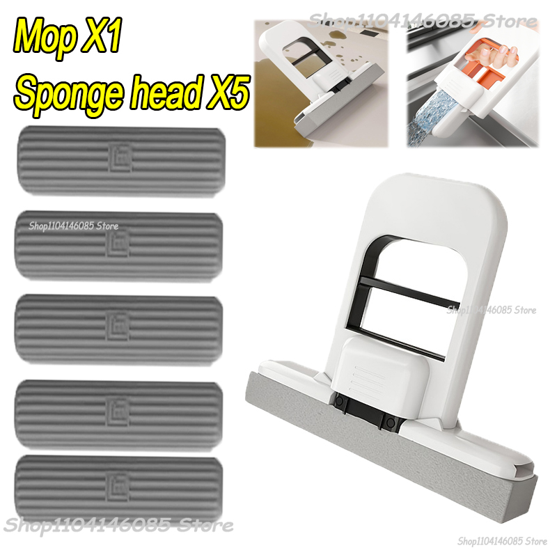 Sterke absorberende mini-mop Stofverwijdering Draagbare schoonmaakmop met spons Mini-sponsmop Nat en droog Badkamer Desktop Glas: legergroen