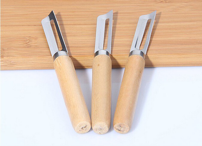 1PC Stainless Steel Cutter Vegetable Fruit Apple Slicer with Wood Handle Potato Peeler Parer Tool KX 197
