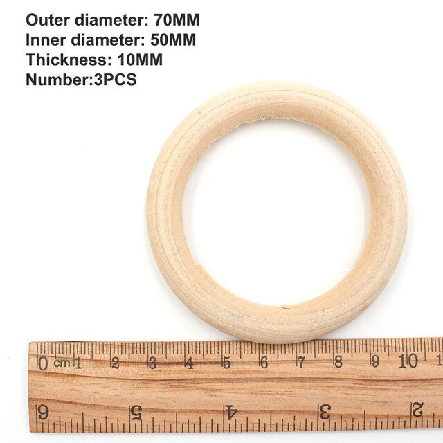 15-100mm Unfinished Wooden Rings for Crafts Natural Wood Rings DIY Wood Hoops Ornaments Connectors Jewelry Making Ring Pendant: 70mm 3pcs