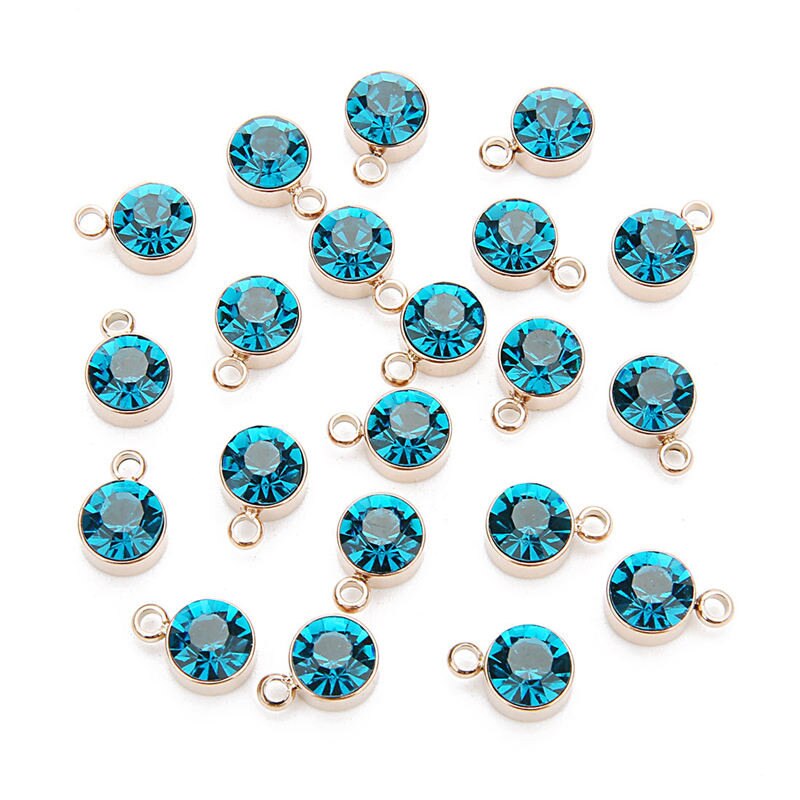 5pcs 12 Colors Stainless Steel Colorful Crystal Charms Cz Rhinestone Birthdaystone Charm &Pendant For Birthday Jewelry Making: blue