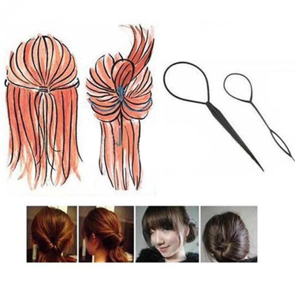2Pcs Women Girl Topsy Tail Hair Braided Tool Ponytail Maker Easy Styling Tool