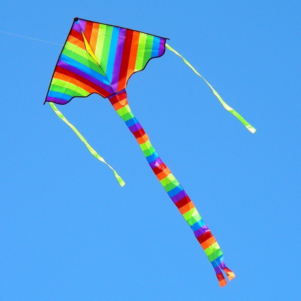 Rainbow Lange Staart Driehoek Vlieger Met 50M Handvat Lijn Kinderen Kids Toy