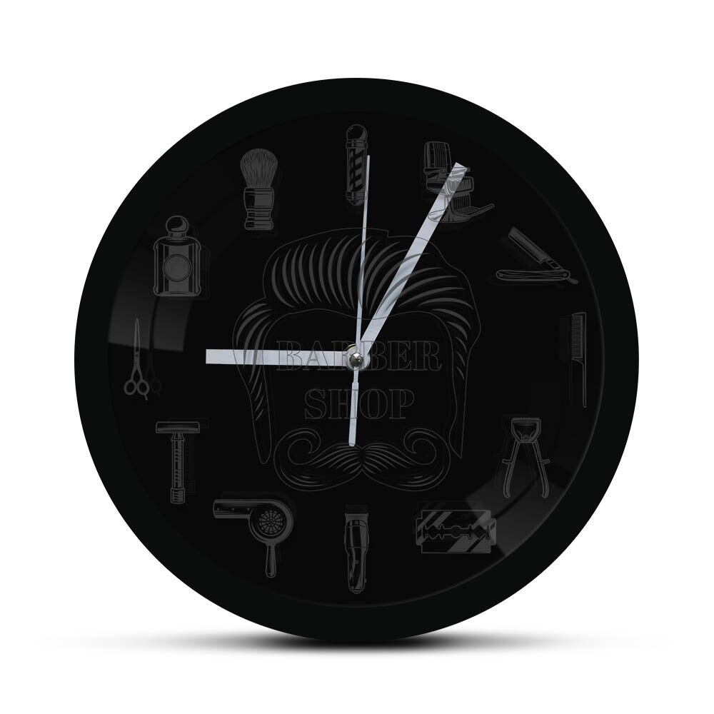 Letrero de negocios LED para barbería, herramientas de peluquero, reloj de pared LED de neón, cambia de Color, reloj de pared moderno con iluminación LED