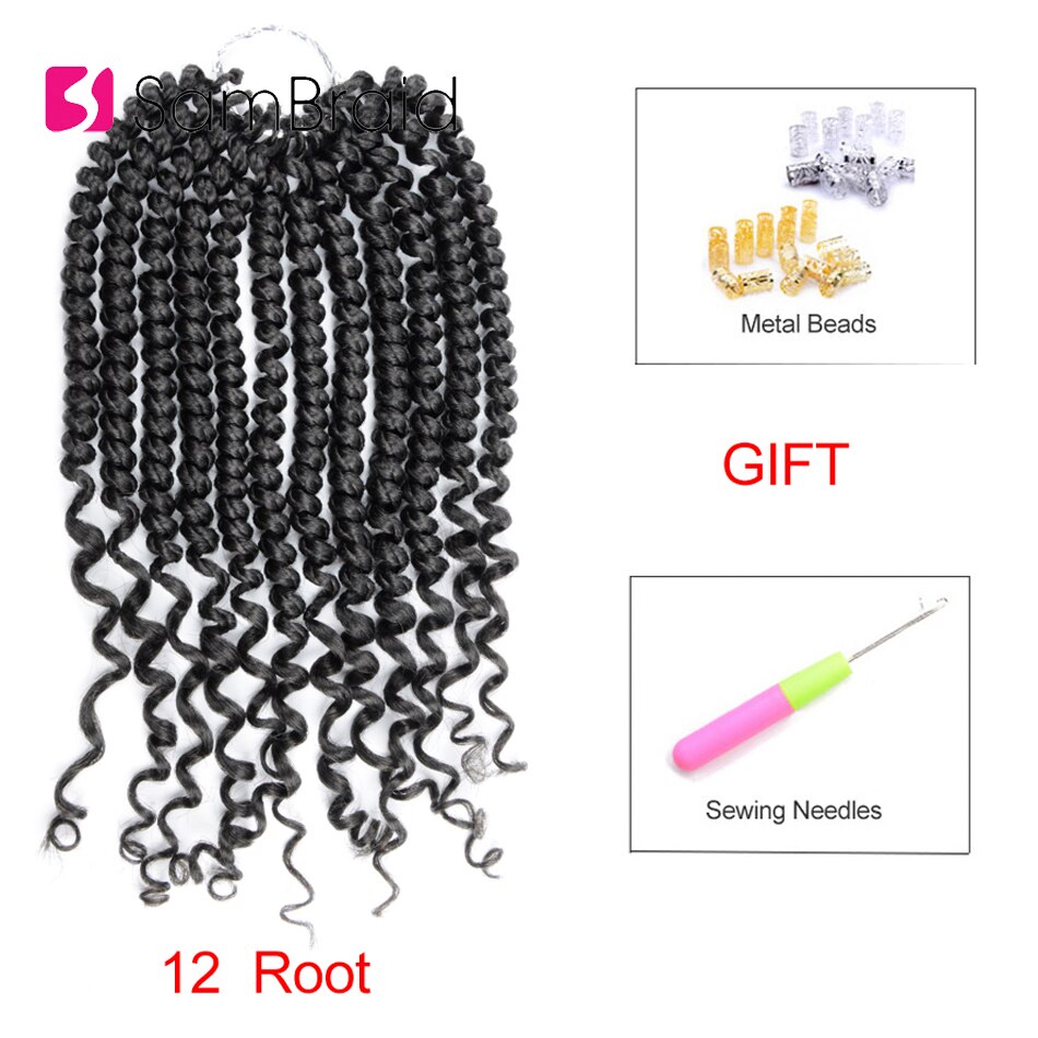 SAMBRAID 12 Inch Senegalese Spring Twist Hair Crochet Braiding Hair 60g/pack Loose Ends Synthetic Hair Extensions 12 roots/pack