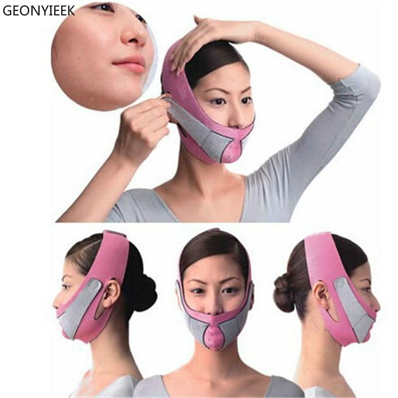Ansigtsløftningsværktøj tynd ansigtsmaske slankende ansigtsbehandling tynd masseter dobbelthage hud tyndt ansigtsbandagebælte kvinder ansigtspleje skønhedssæt: Lyserød grå