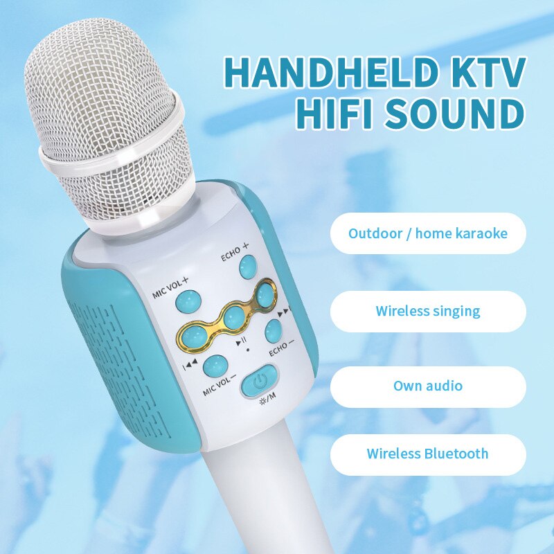1200mAh Hand-held Wireless Microphones L858 Handheld Wireless Bluetooth 5.0 Karaoke Speech Microphone Speaker